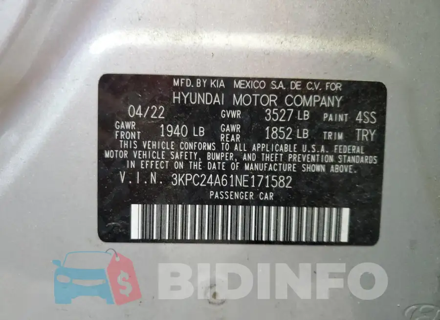 3KPC24A61NE171582 Photo# 12