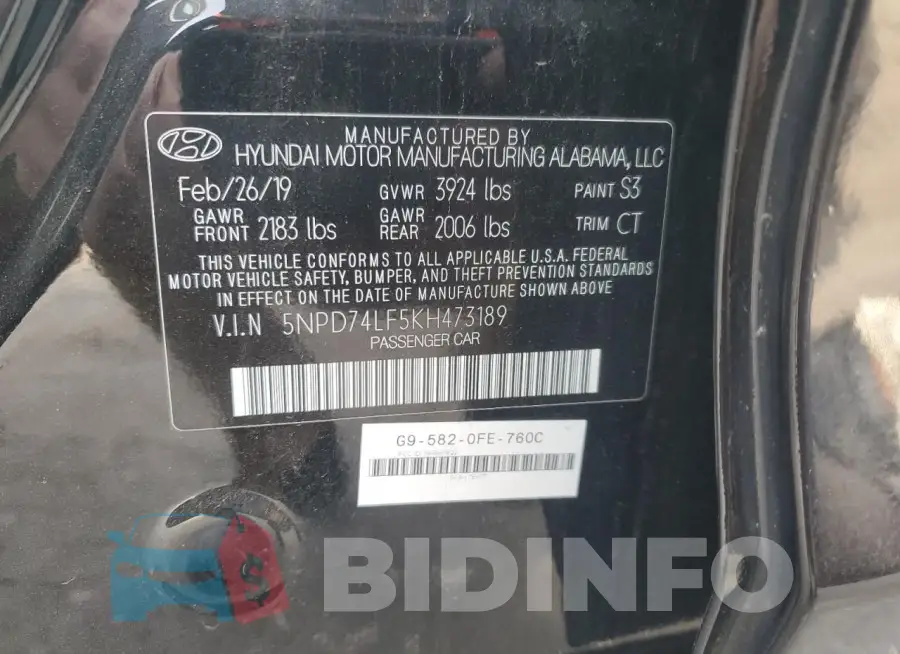 5NPD74LF5KH473189 Photo# 12