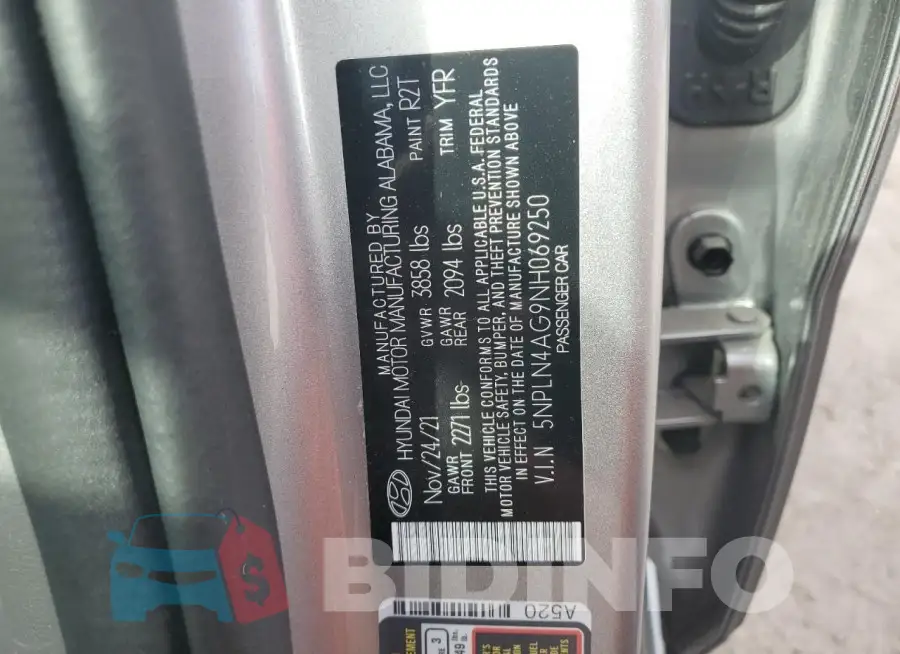 5NPLN4AG9NH069250 Photo# 13