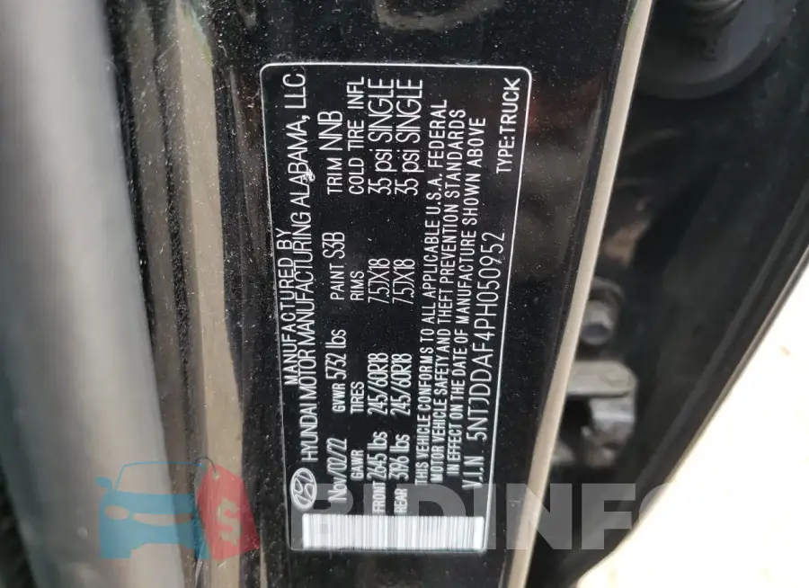 5NTJDDAF4PH050952 Photo# 12