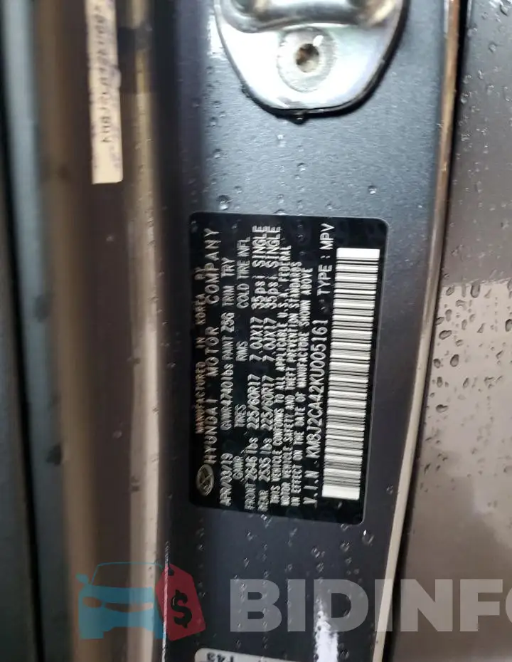 KM8J2CA42KU005161 Photo# 12