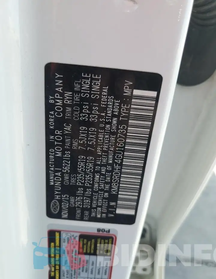 KM8SRDHF4GU160735 Photo# 13
