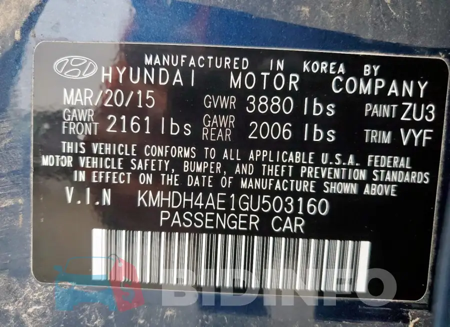 KMHDH4AE1GU503160 Photo# 12