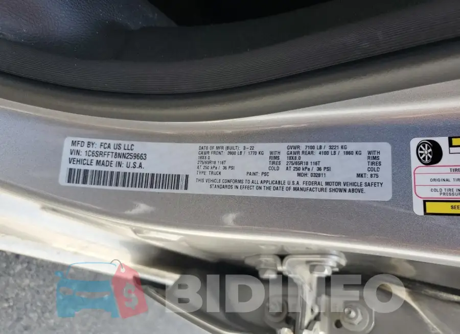 1C6SRFFT8NN259663 Photo# 12