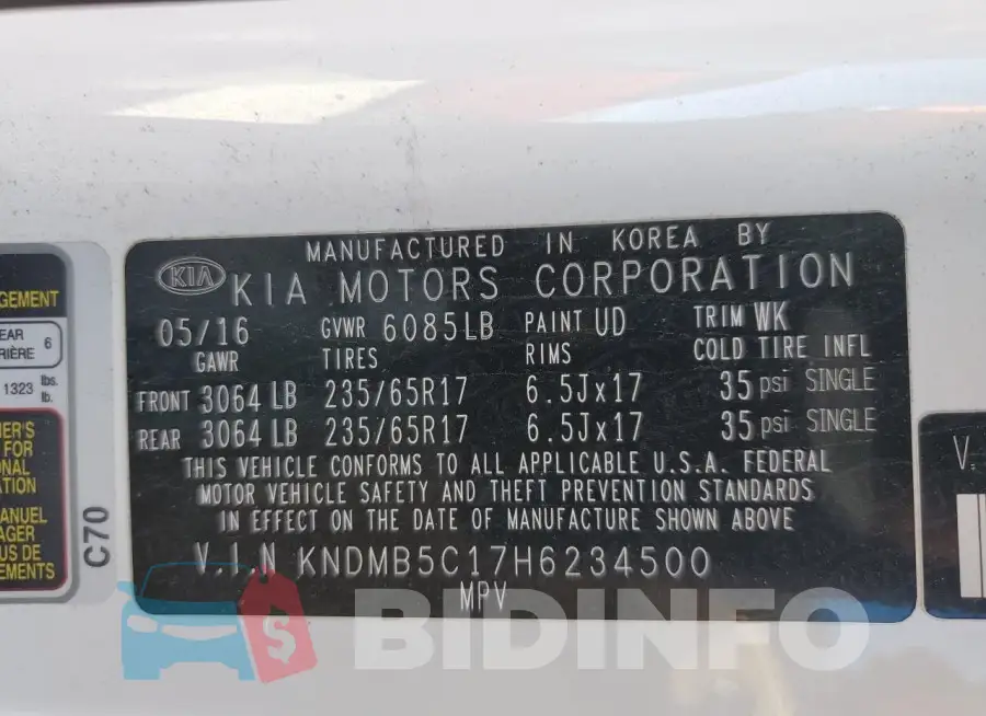 KNDMB5C17H6234500 Photo# 13