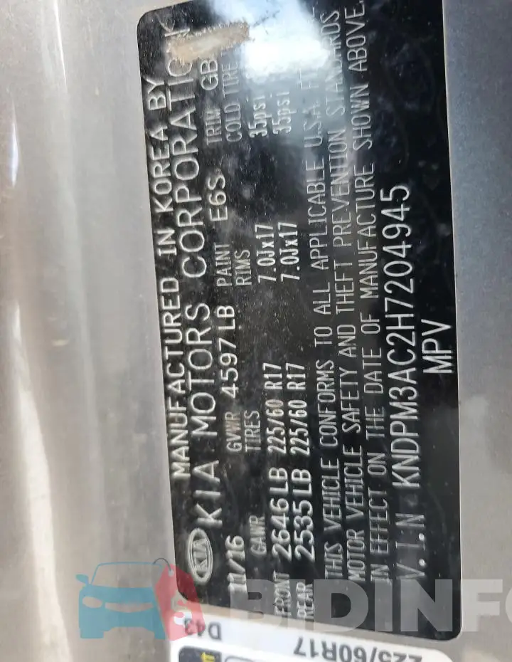 KNDPM3AC2H7204945 Photo# 13
