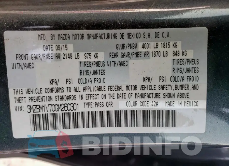 3MZBM1V70GM260301 Photo# 12