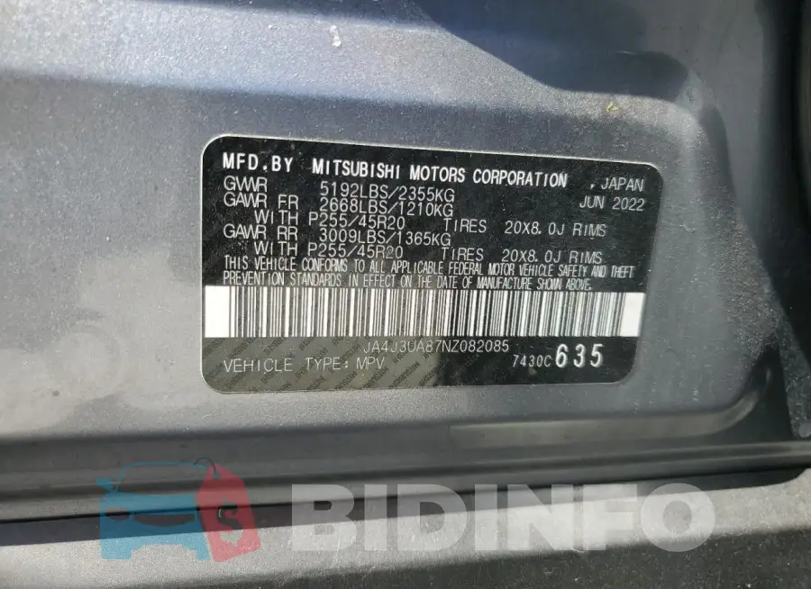 JA4J3UA87NZ082085 Photo# 13