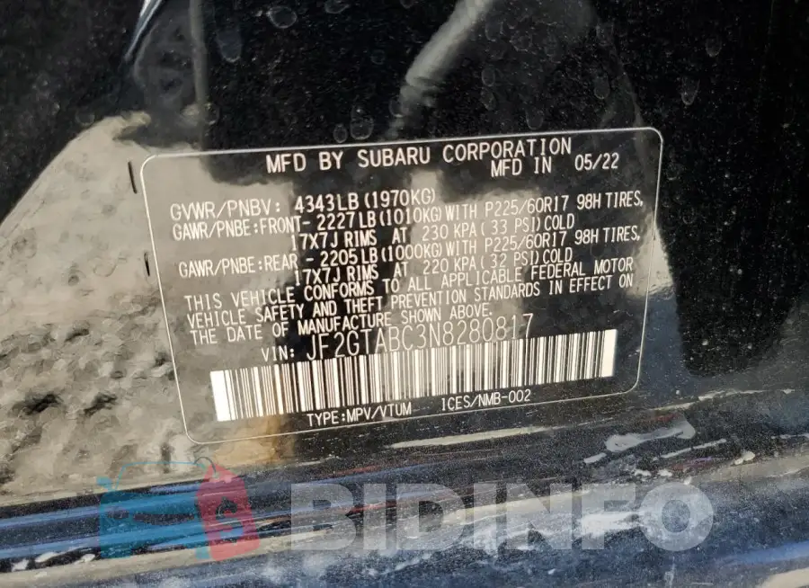 JF2GTABC3N8280817 Photo# 12