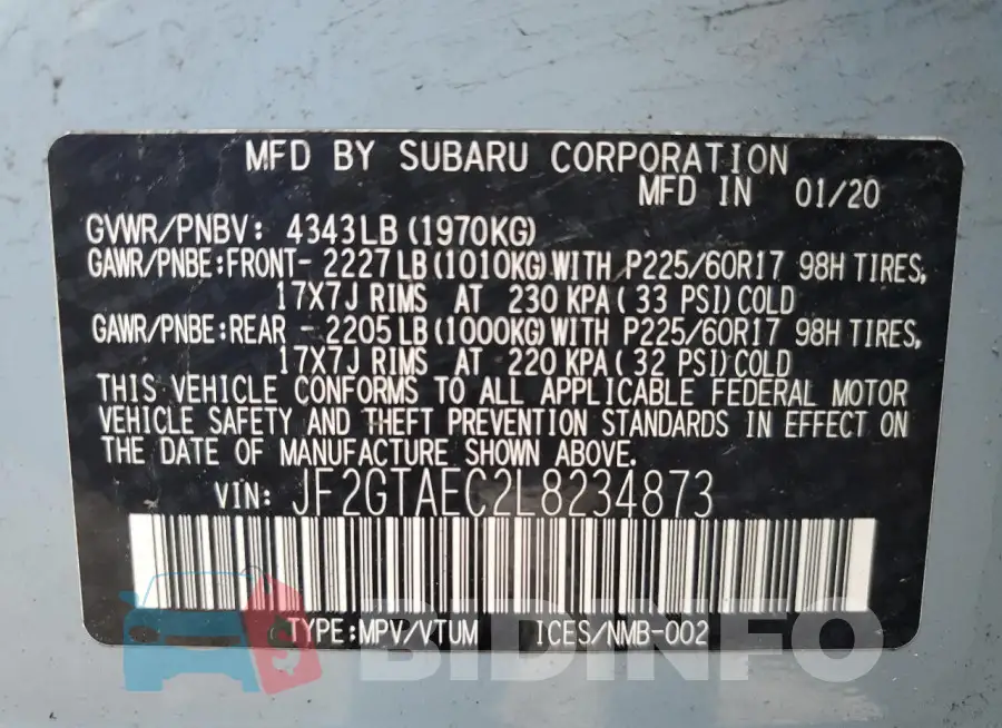 JF2GTAEC2L8234873 Photo# 13