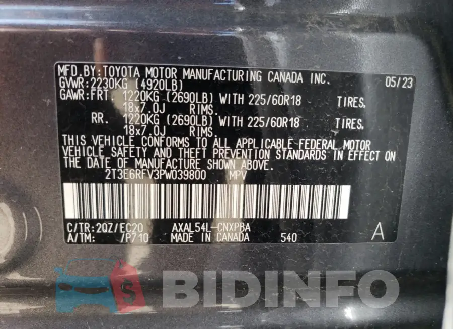 2T3E6RFV3PW039800 Photo# 12