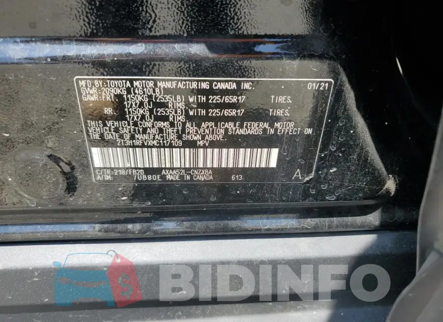 2T3H1RFVXMC117109 Photo# 14