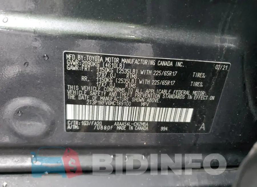 2T3P1RFV6MC189100 Photo# 13