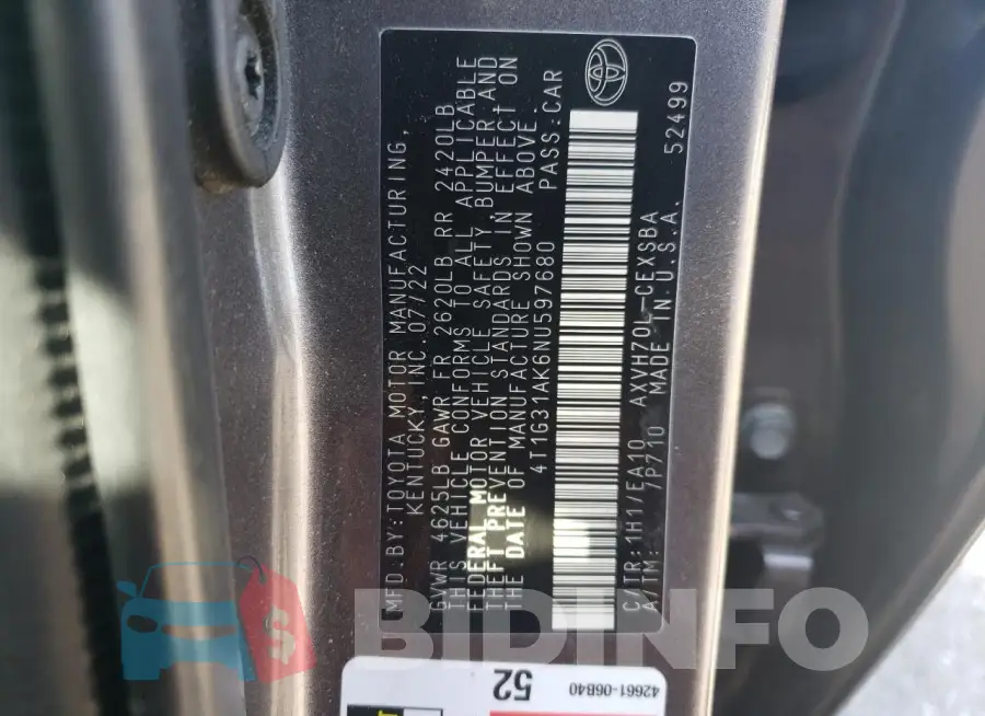 4T1G31AK6NU597680 Photo# 12