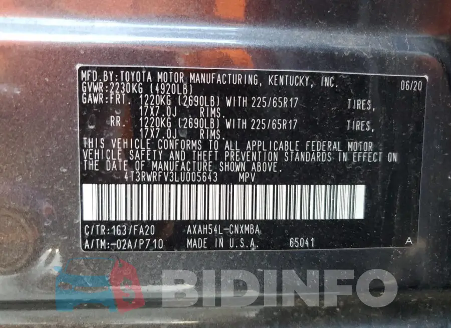 4T3RWRFV3LU005643 Photo# 14