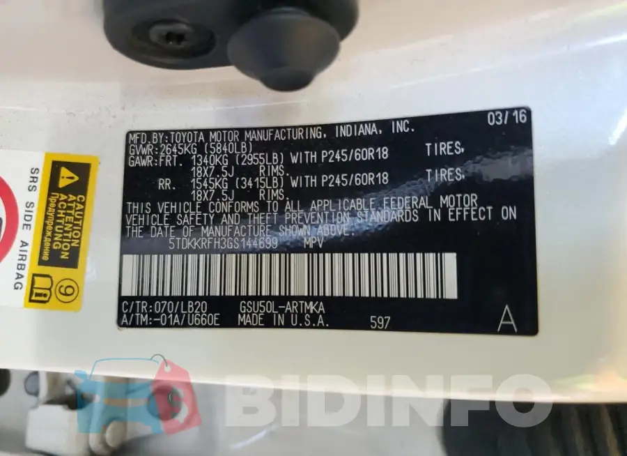 5TDKKRFH3GS144699 Photo# 13
