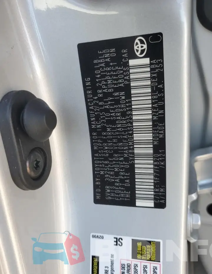 5YFB4MDE4SP259111 Photo# 12