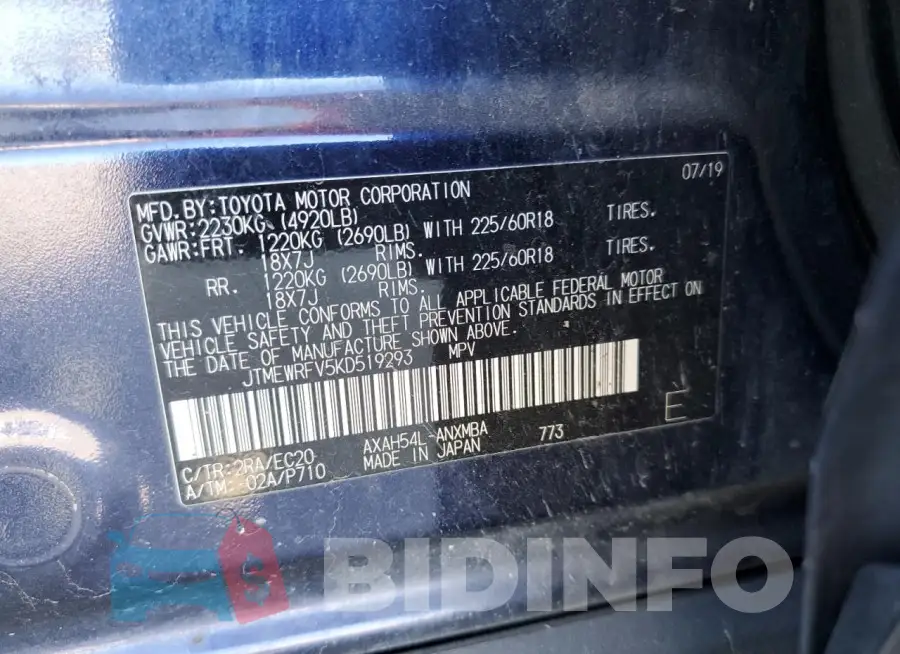 JTMEWRFV5KD519293 Photo# 14