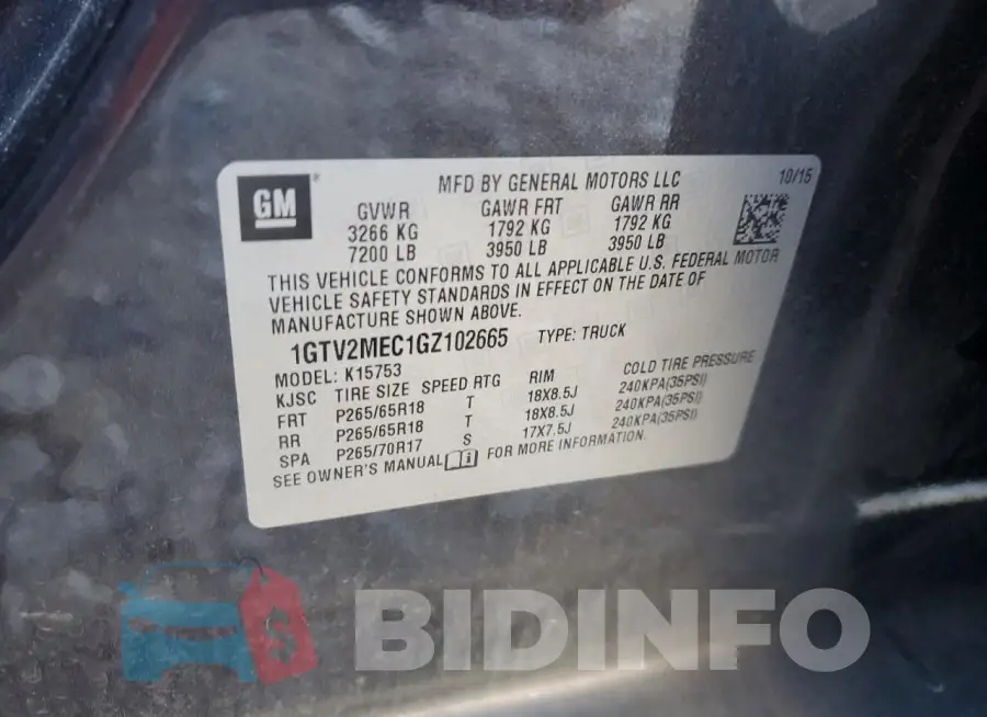 1GTV2MEC1GZ102665 Photo# 12
