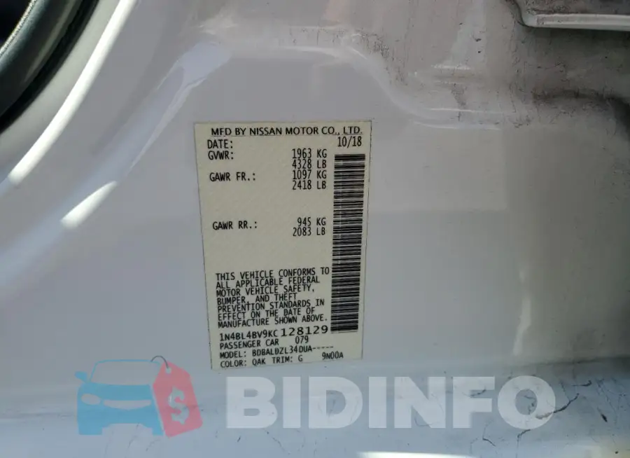 1N4BL4BV9KC128129 Photo# 12