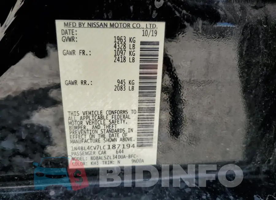1N4BL4CV7LC187194 Photo# 12