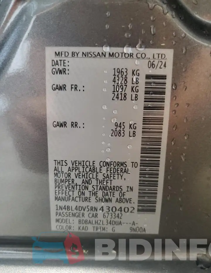 1N4BL4DV5RN430402 Photo# 12