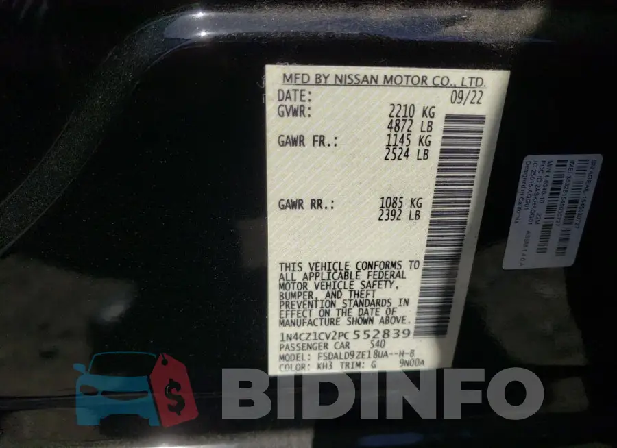 1N4CZ1CV2PC552839 Photo# 14