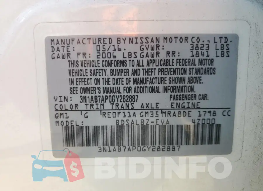 3N1AB7AP0GY282887 Photo# 12
