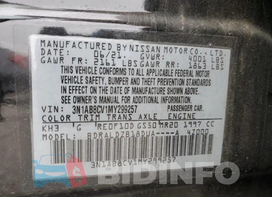 3N1AB8CV1MY299257 Photo# 13