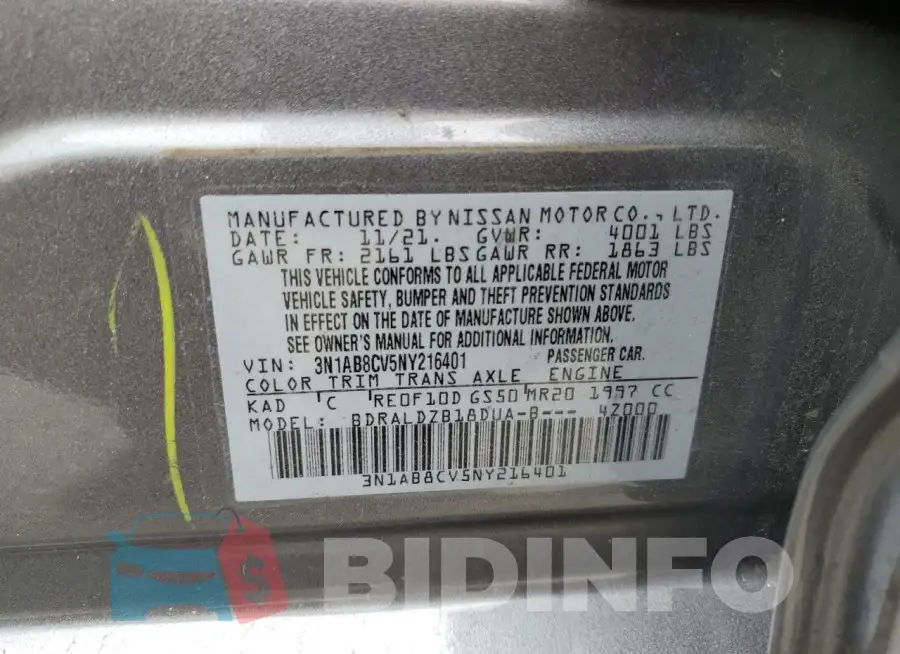 3N1AB8CV5NY216401 Photo# 12