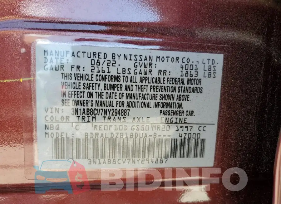 3N1AB8CV7NY294887 Photo# 12
