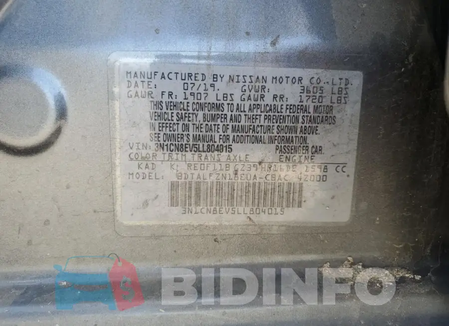 3N1CN8EV5LL804015 Photo# 12