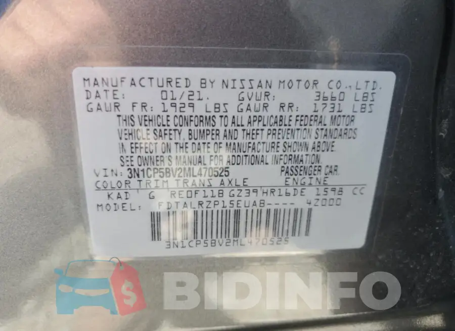 3N1CP5BV2ML470525 Photo# 13