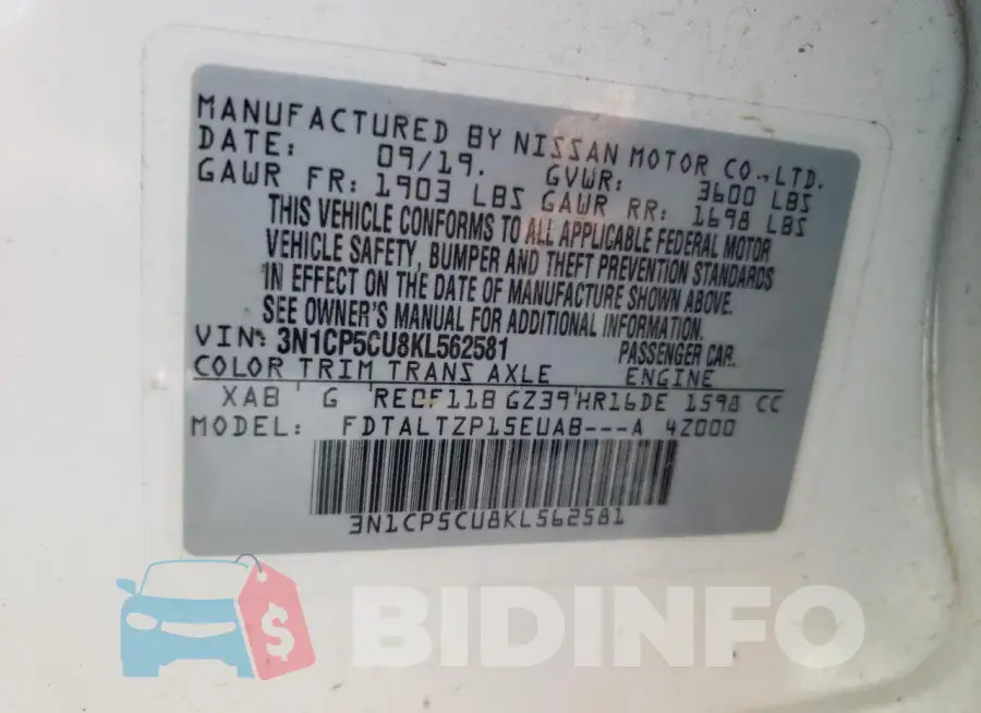 3N1CP5CU8KL562581 Photo# 13