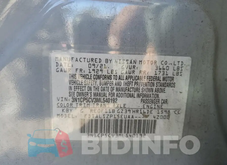 3N1CP5CV3ML540192 Photo# 13
