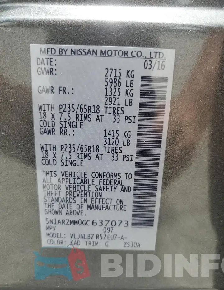 5N1AR2MM0GC637073 Photo# 13