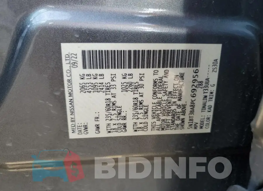 5N1BT3BA8PC692956 Photo# 13