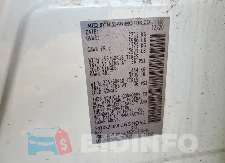 5N1DR2CN9LC650051 Photo# 14