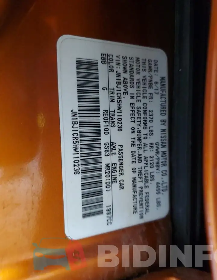 JN1BJ1CR5HW110236 Photo# 14