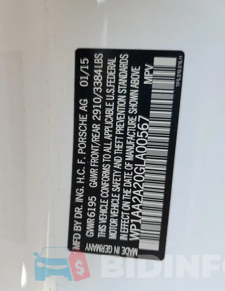 WP1AA2A20GLA00567 Photo# 14