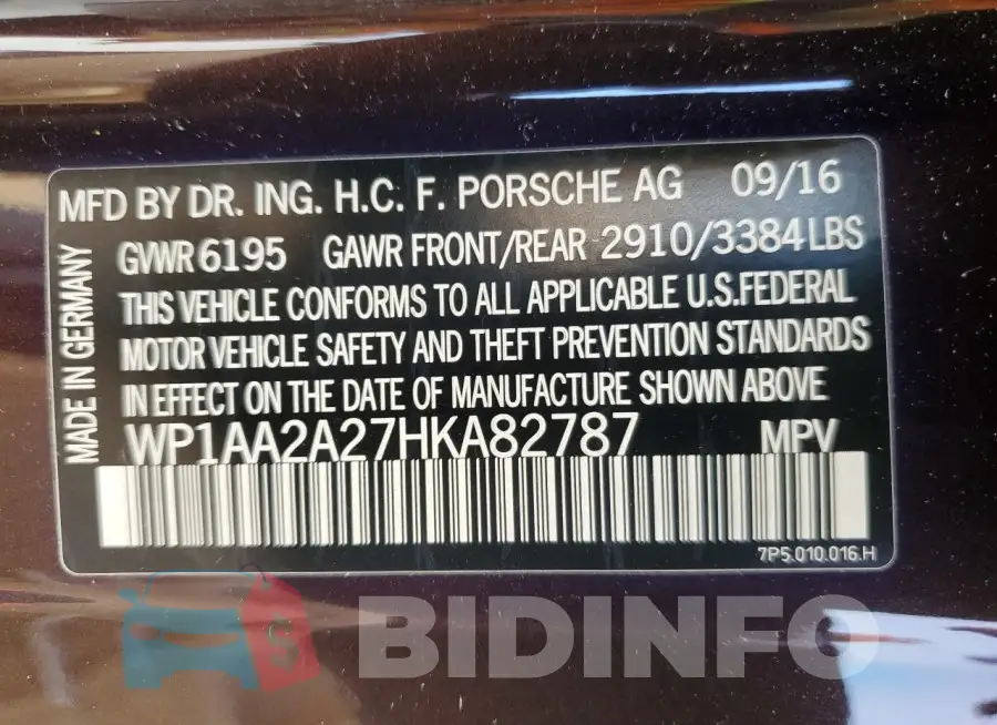 WP1AA2A27HKA82787 Photo# 14