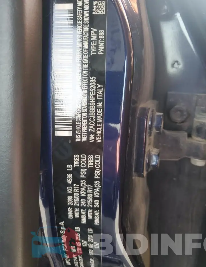ZACCJBBB9HPE52085 Photo# 13