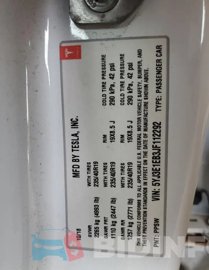 5YJ3E1EB3JF112292 Photo# 12