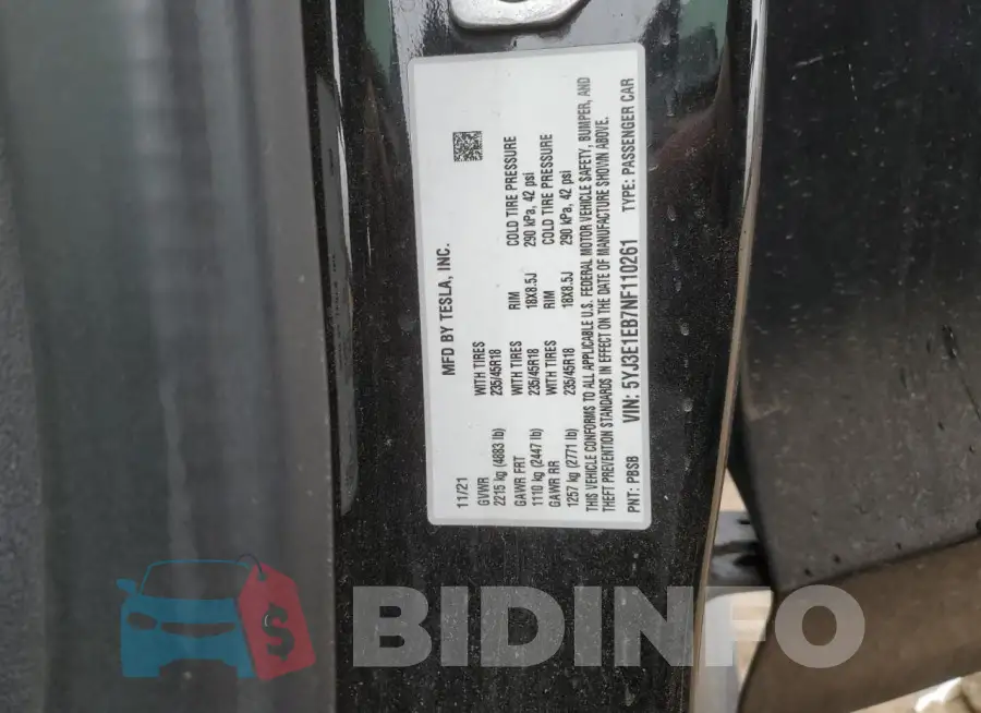 5YJ3E1EB7NF110261 Photo# 12