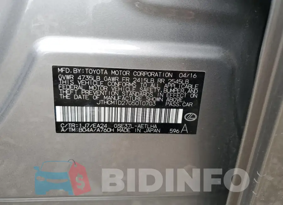 JTHCM1D27G5010703 Photo# 12