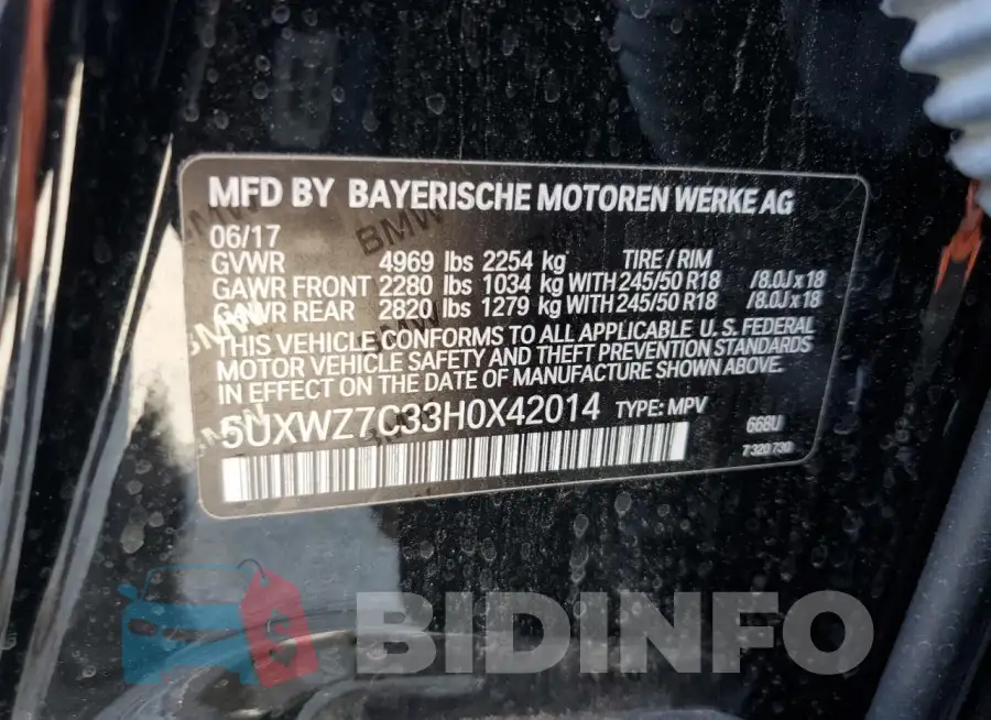 5UXWZ7C33H0X42014 Photo# 13