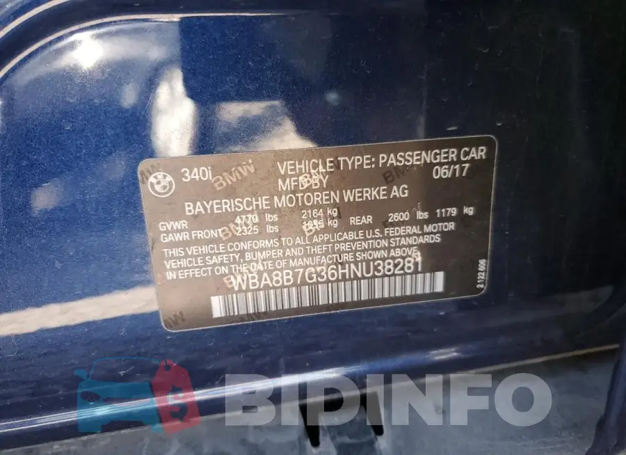 WBA8B7G36HNU38281 Photo# 13