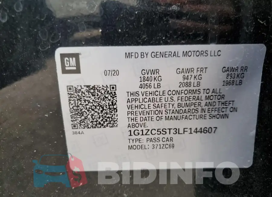 1G1ZC5ST3LF144607 Photo# 12