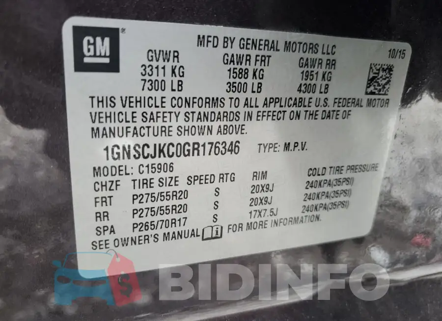 1GNSCJKC0GR176346 Photo# 14