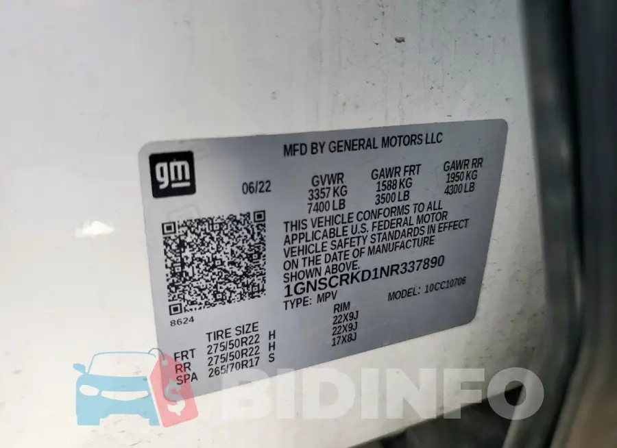 1GNSCRKD1NR337890 Photo# 14